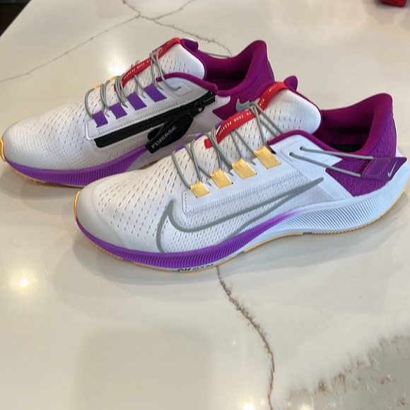 Nike Air Zoom Shoes - Nike Air Zoom Pegasus worn once excellent condition 9. White, purple, yellow